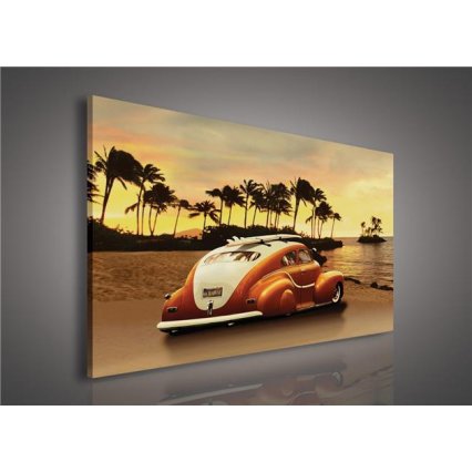 Obraz na plátně Auto na pláži 100 x 75 cm