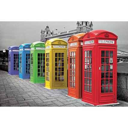 Plakát London Phoneboxes - Colour