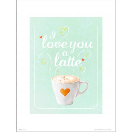 Reprodukce Typographic Love You A Latte